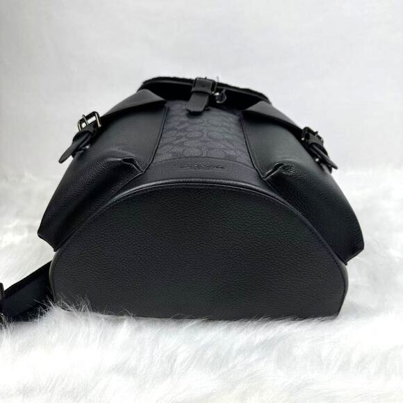 Coach Warner Backpack In Signature Canvas Leather Charcoal/Black NWT CY781 $750 - Picture 4 of 12